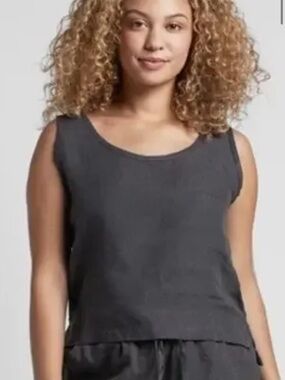 Parachute Charcoal Coal Gray 100% Linen Tank Top Camisole Large